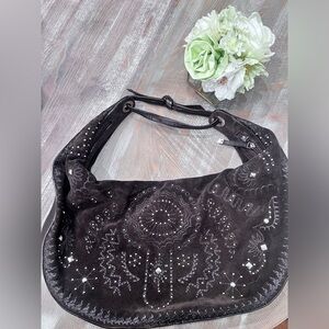DONALD J PLINER Dark Brow Swede Purse Handbag. Excellent condition
